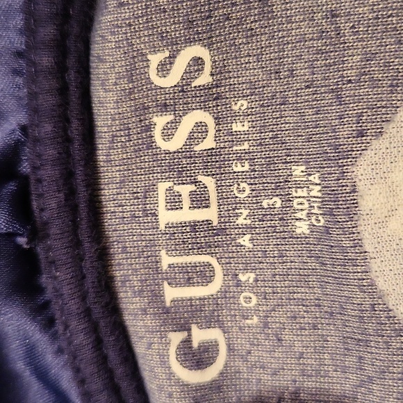 Guess navy velour zip up hoodie with design on back - Picture 4 of 6